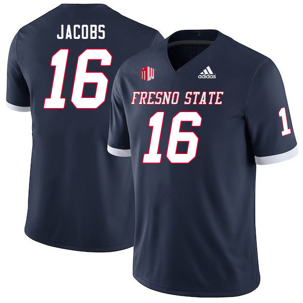 Men #16 Jack Jacobs Fresno State Bulldogs College Football Jerseys Stitched Sale-Navy